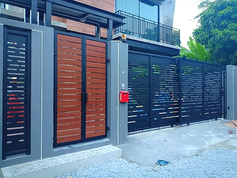 ประตูสเตนเลสสีดำผสมอลูมิเนียม ราคาถูก ประตูรั้วราคาถูก ประตูรั้วบ้านสวย